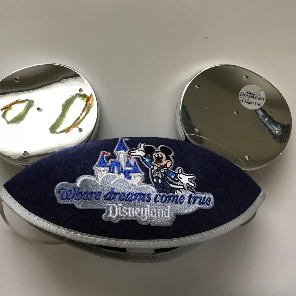 Disney Light Up Mickey Ears Navy Silver Youth Sz